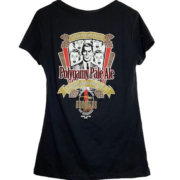 Polygamy Pale Ale T-Shirt Sister Wife Next Level Short Sleeve V-Neck Black Large - Picture 1 of 6